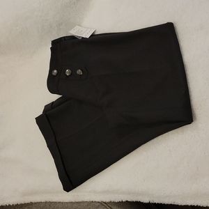 NWT CASS BLACK WIDE-LEGGED CUFFED SAILOR PANTS SZ 8 BUTTON DETAILING